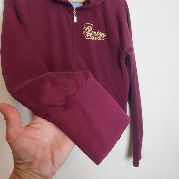 BURTON Large Full zip Track jacket‎ Burgundy Gold Logo Ski Snowboard Activewear - Picture 8 of 10